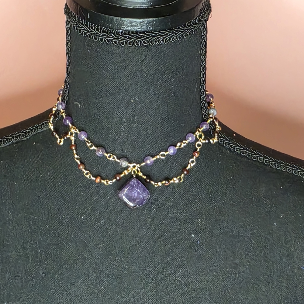 Amethyst & Red Tigers Eye Adjustable Choker